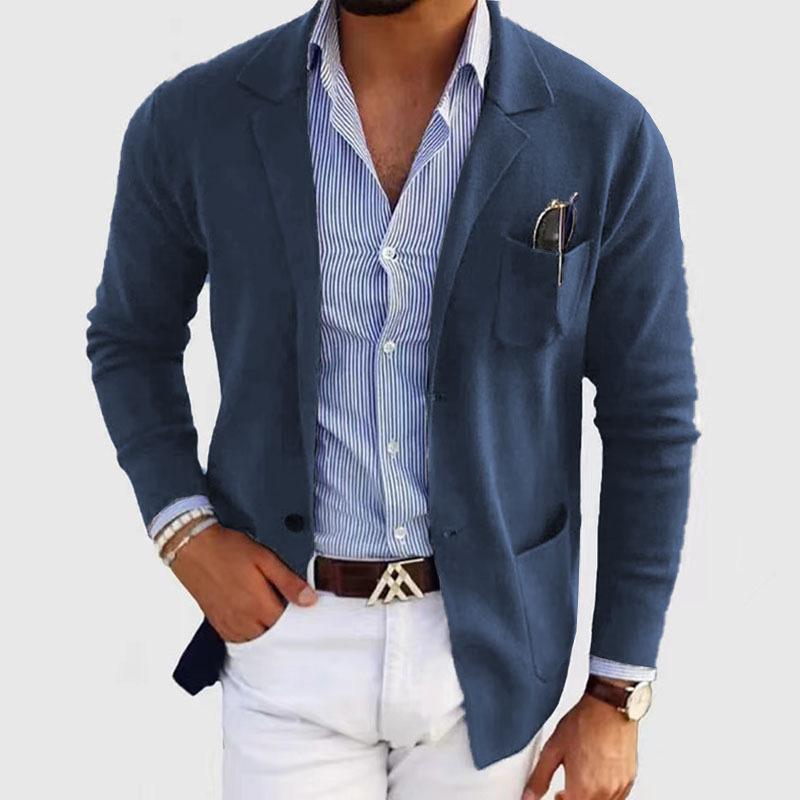 Jul™【Envío en 24 horas】Blazer de punto ajustado de un solo botón para hombre