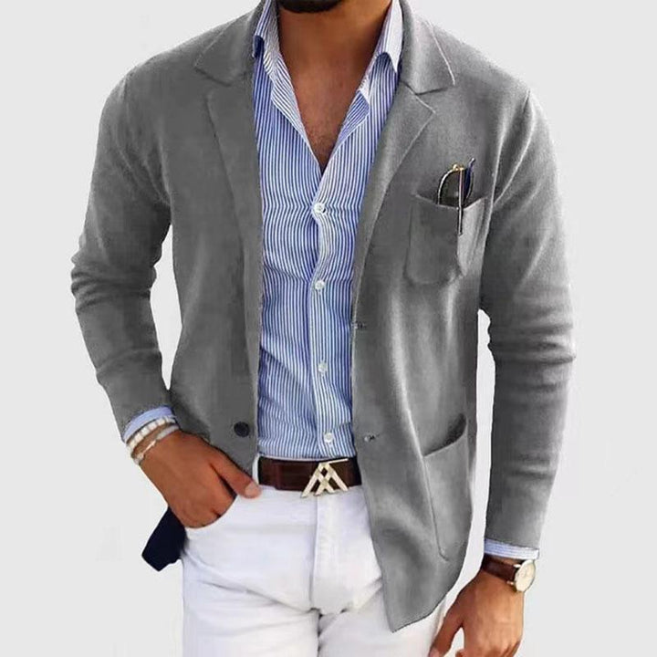 Jul™【Envío en 24 horas】Blazer de punto ajustado de un solo botón para hombre