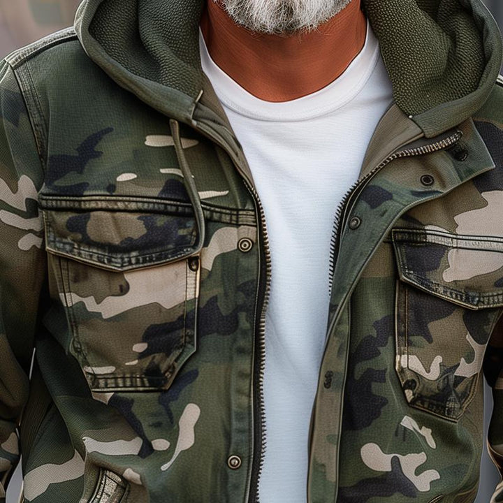 Chaqueta de Carga con Capucha de Camuflaje para Hombre