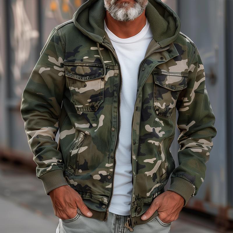 Chaqueta de Carga con Capucha de Camuflaje para Hombre