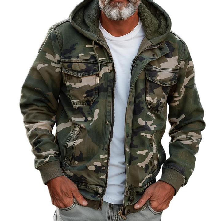 Chaqueta de Carga con Capucha de Camuflaje para Hombre