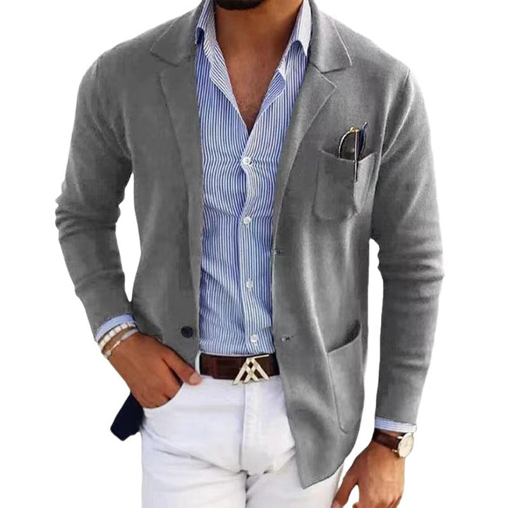 Jul™【Envío en 24 horas】Blazer de punto ajustado de un solo botón para hombre